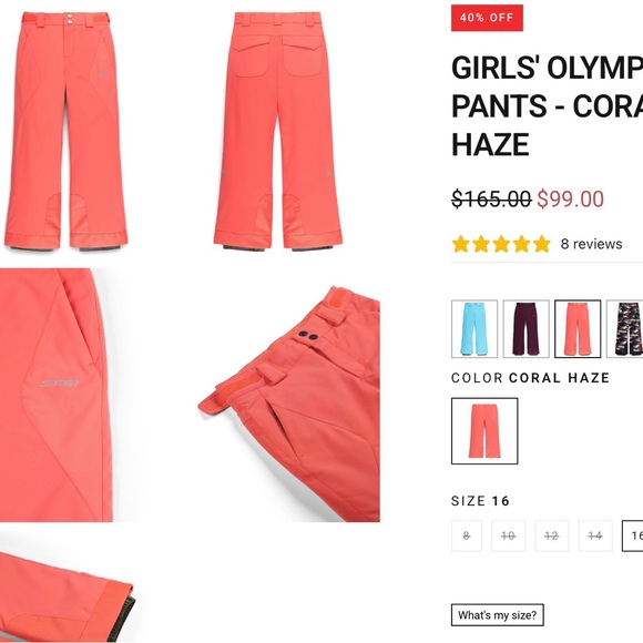 Spyder Other - Spyder Girls' Haze Ski Pants - Waterproof Kids Bottoms